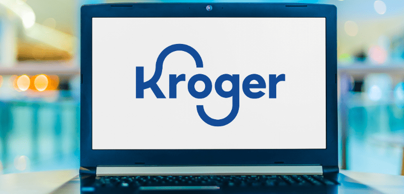 Logo da Kroger em laptop.