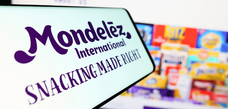 Logo da Mondelez International em celular.